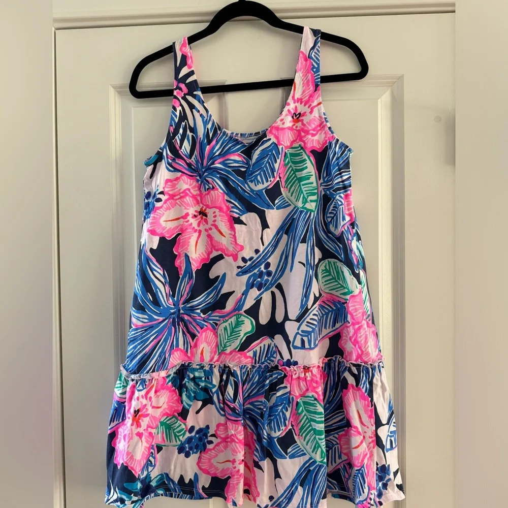 Lilly Pulitzer Skyelar Tank Dress SZ S High Tide Navy Sugar Mambo